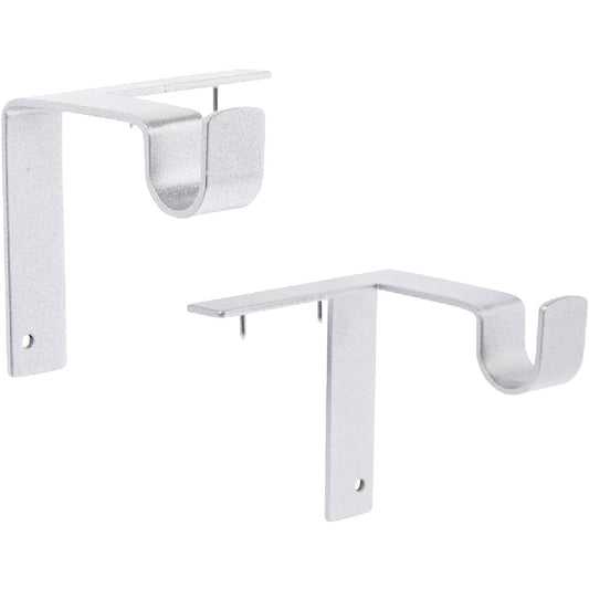 Kwik-Hang 5/8 In. x 2-3/4 In. Projection Silver Curtain Rod Bracket (2-Pack)