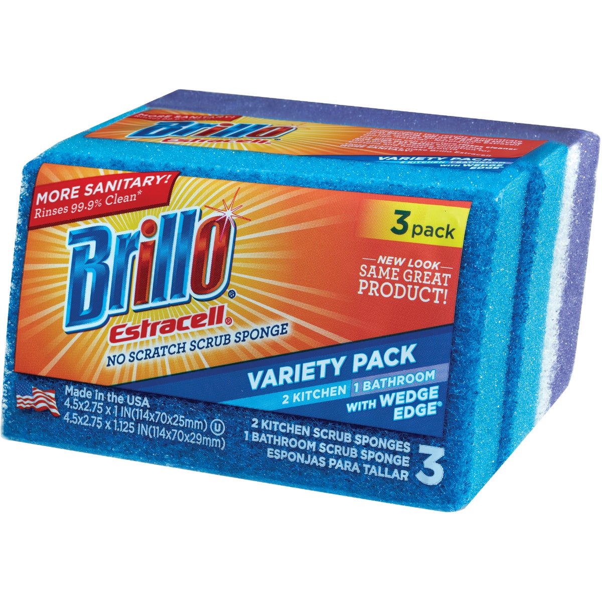 Brillo Estracell No Scratch Kitchen & Bath Scrub Sponge (3 Count)