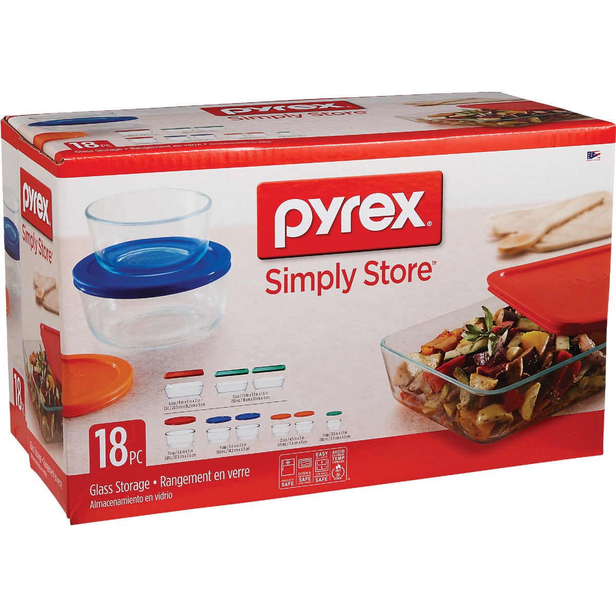 Pyrex Simply Store Glass Storage Container Set with Lids (18-Piece)