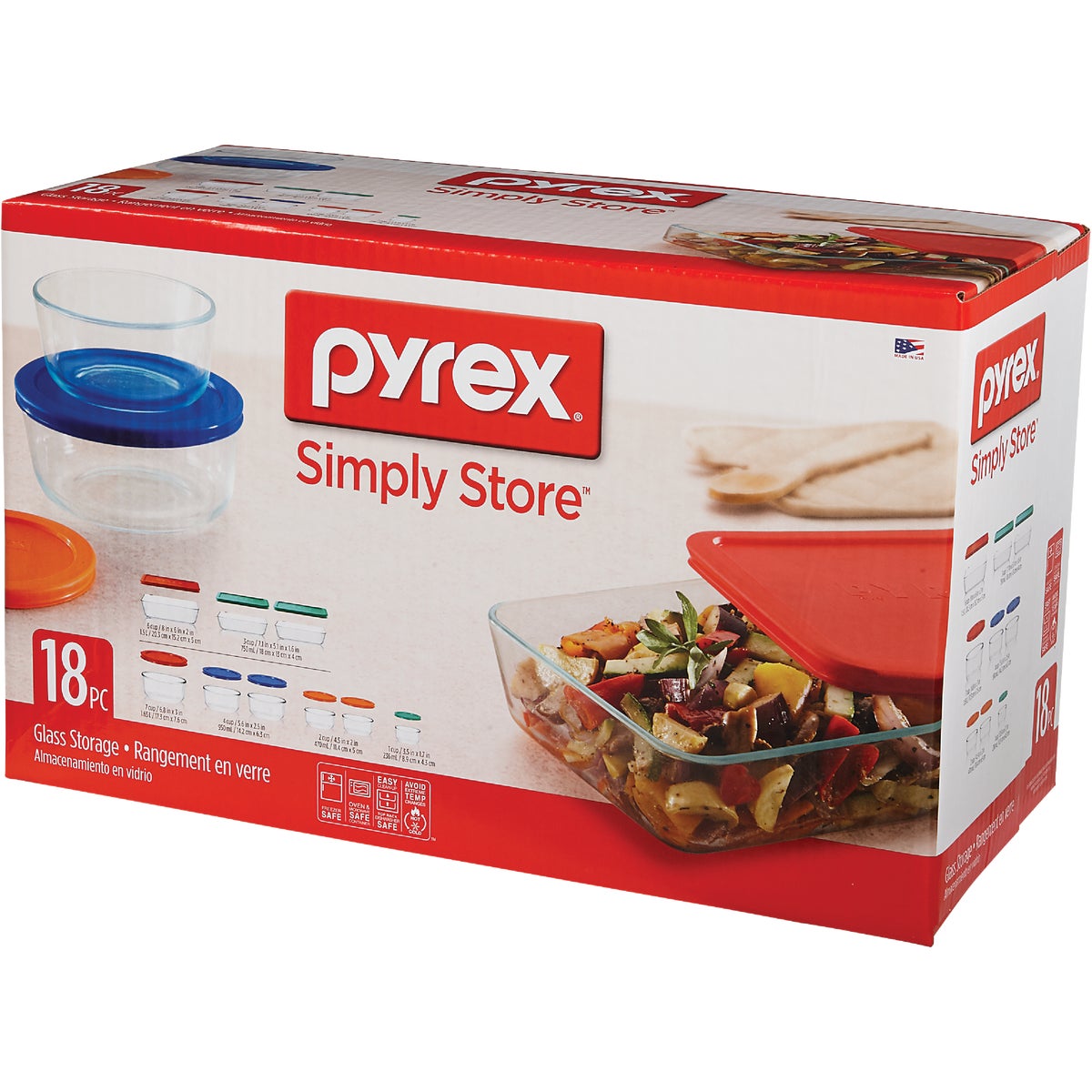 Pyrex Simply Store Glass Storage Container Set with Lids (18-Piece)