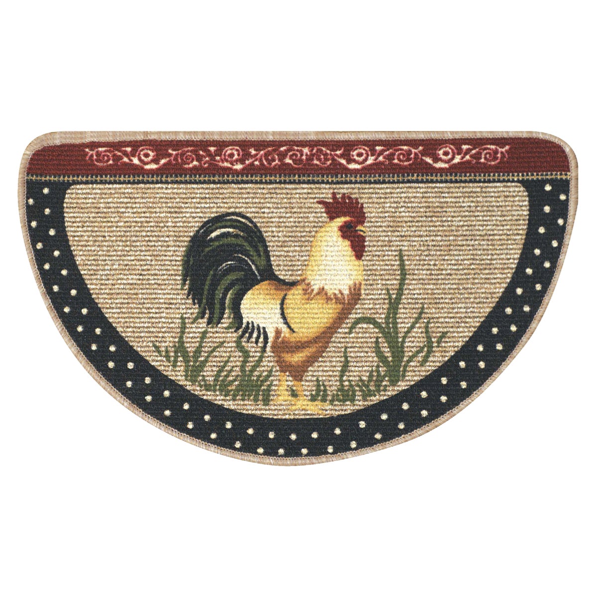 Bacova Berber Cock-a-Doodle-Doo 1 Ft. 5-1/2 In. X 2 Ft. 2-1/2 In. Kitchen Slice Rug