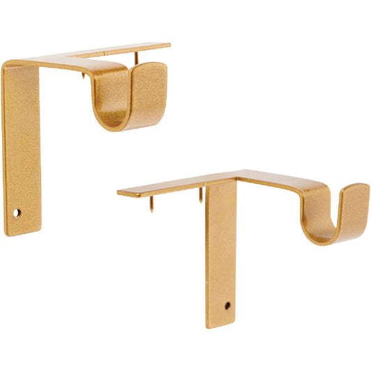 Kwik-Hang 5/8 In. x 2-3/4 In. Projection Gold Curtain Rod Bracket (2-Pack)