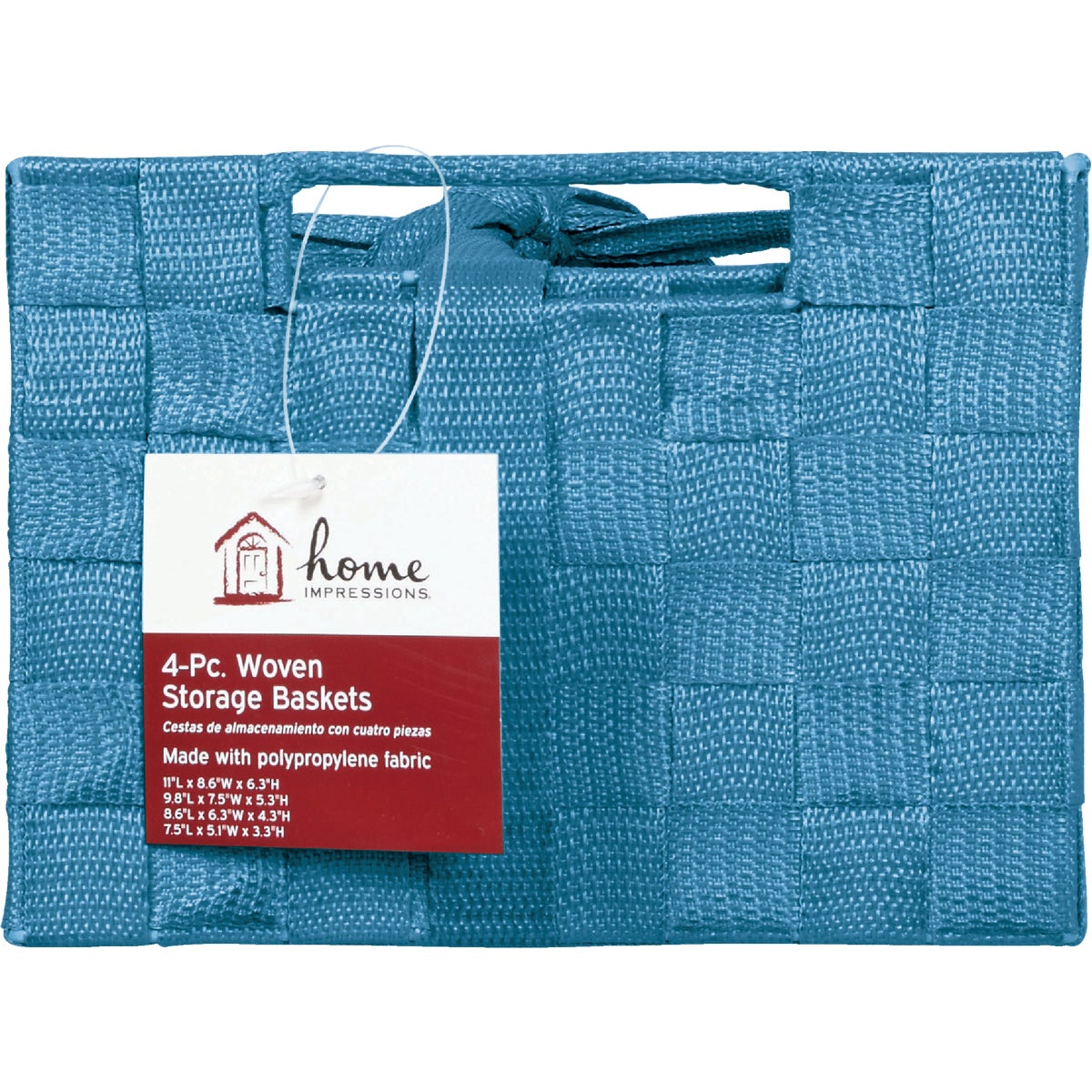 Home Impressions 4-Piece Woven Storage Basket Set, Blue