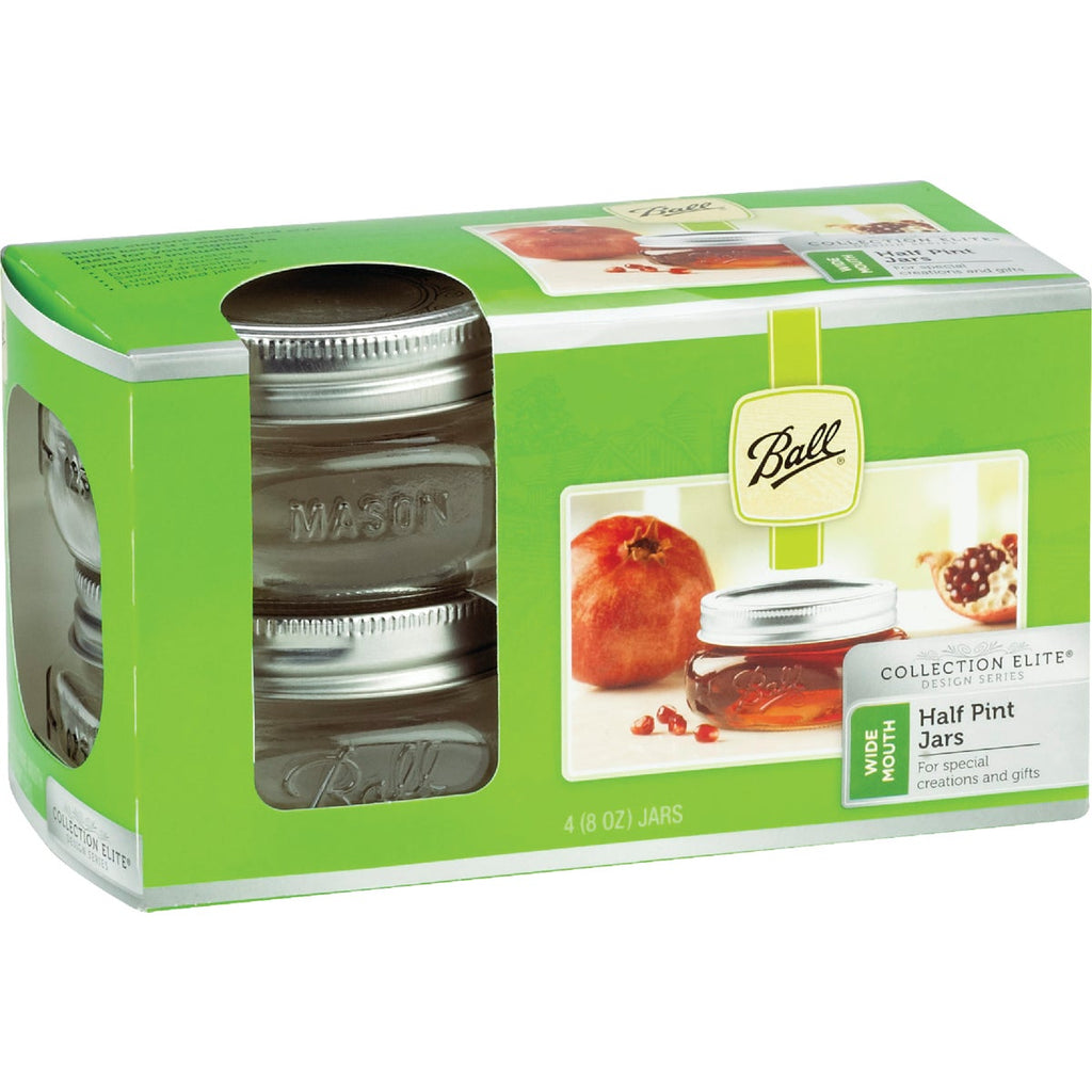 Ball Collection Elite 1/2 Pint Wide Mouth Mason Canning Jar (4-Count)