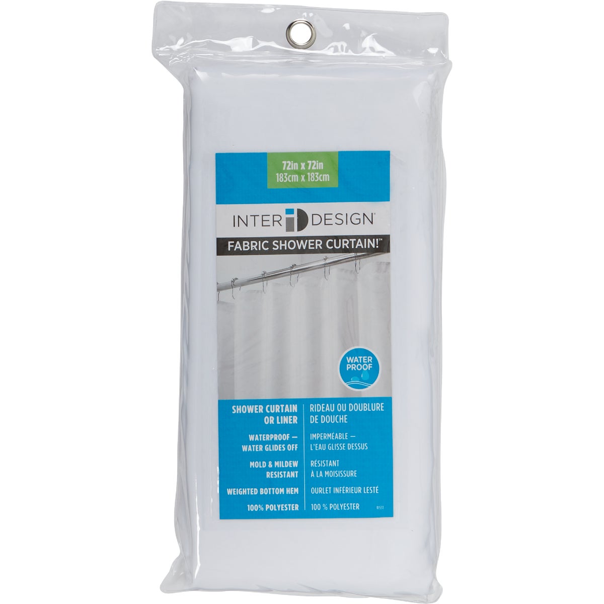 InterDesign 72 In. x 72 In. White Polyester Shower Curtain Liner