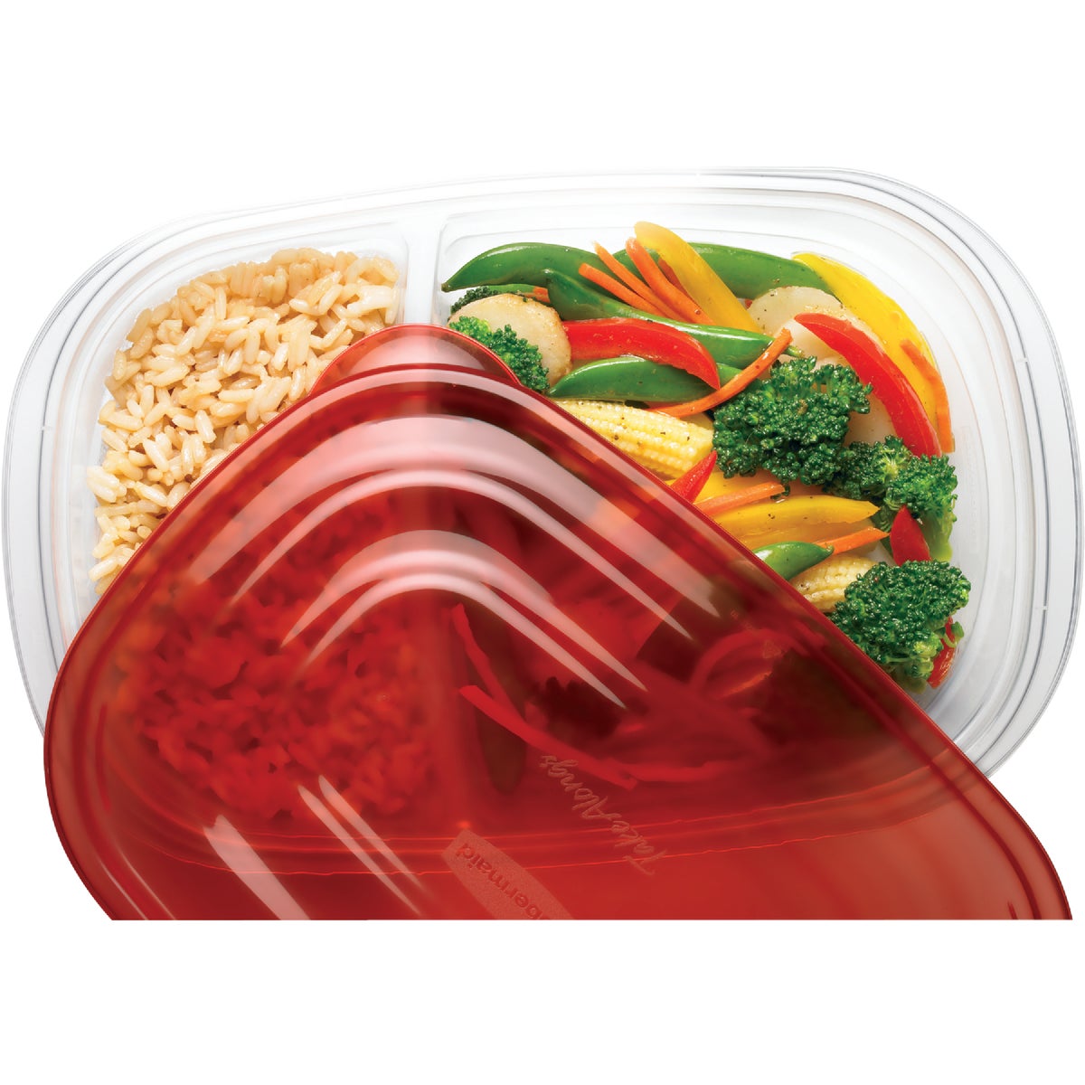 Rubbermaid TakeAlongs 3.7 C. Clear Square Divided Food Storage Container with Lids (3-Pack)