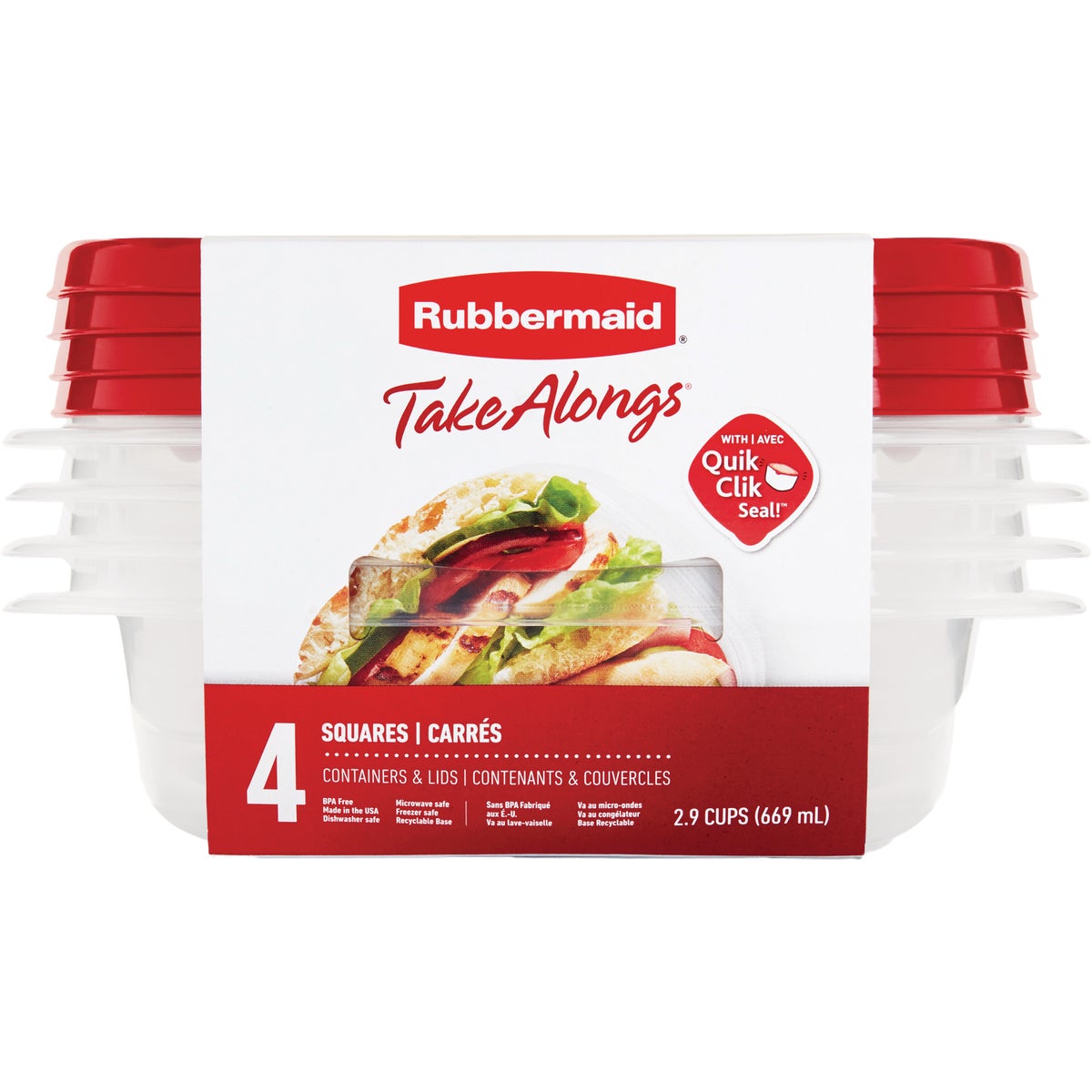 Rubbermaid TakeAlongs 2.9 C. Clear Rectangle Food Storage Container with Lids (4-Pack)