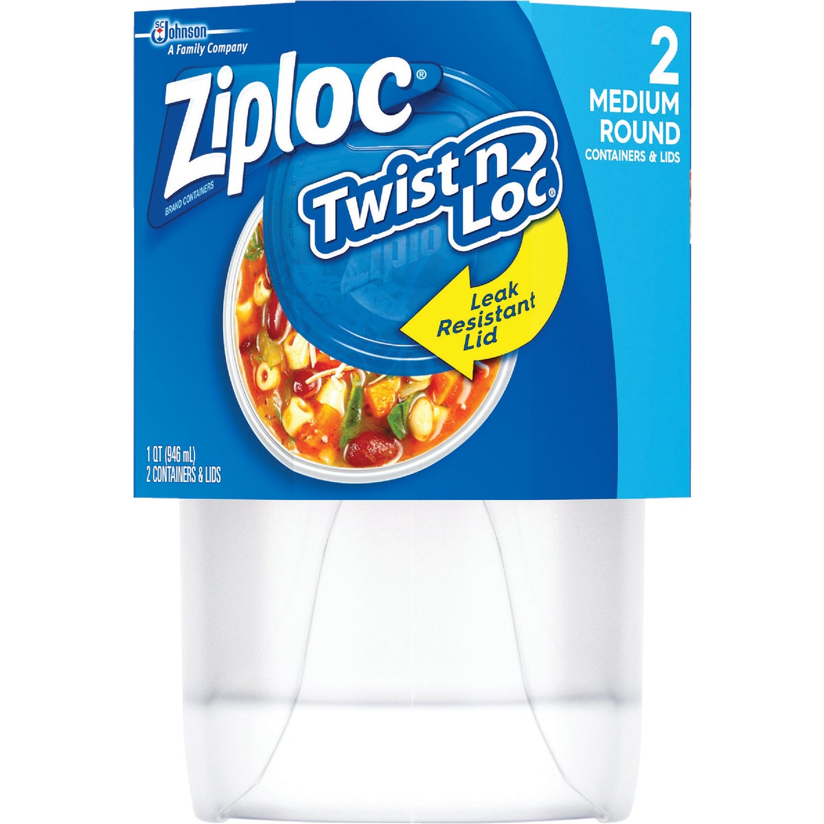 Ziploc Twist 'n Loc 1 Qt. Clear Round Food Storage Container with Lids (2-Pack)