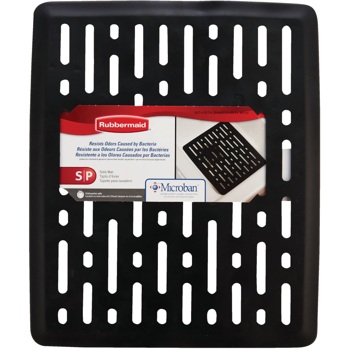 Rubbermaid 10.7 In. x 12.7 In. Black Sink Mat