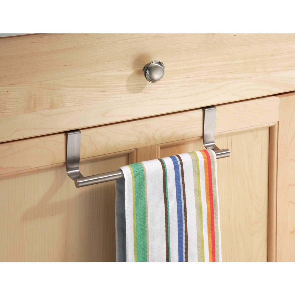 InterDesign Zia 9-1/4 in. Brushed Stainless Steel Over The Cabinet Towel Bar