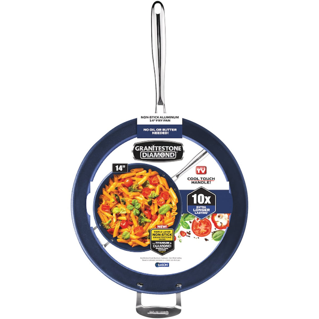 GraniteStone Diamond Blue 14 In. Round Nonstick Family Pan with Assist Handle