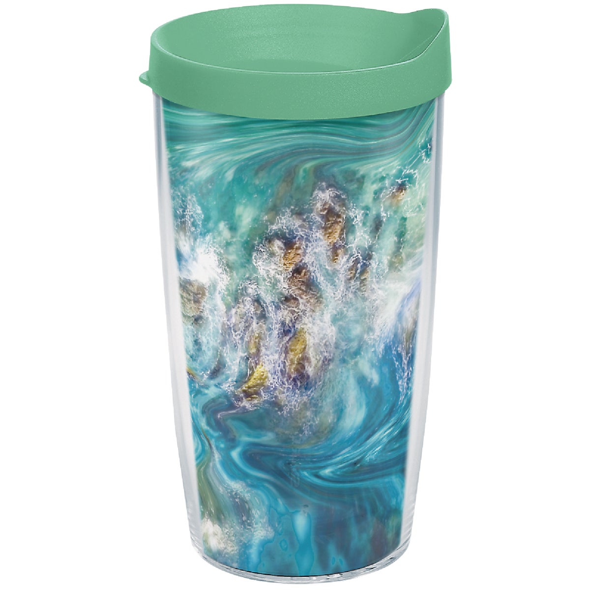 Tervis Teal Splash Wrap 16 Oz. BPA Free Insulated Tumbler with Travel Lid