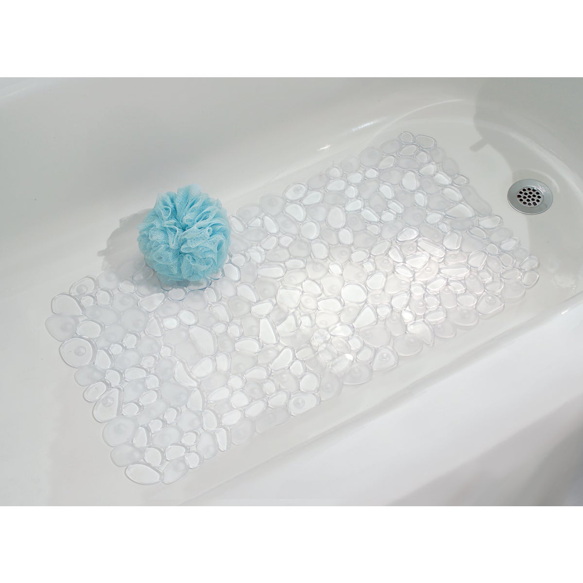 InterDesign Pebblz 13.75 In. x 26.50 In. Clear Bath Mat