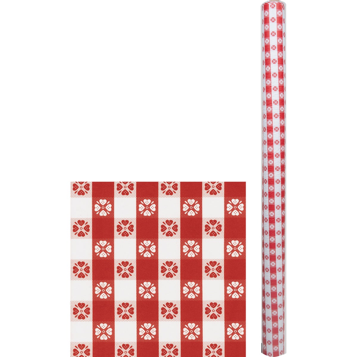 Magic Cover 54 In. x 15 Yd. Red/White Check Pattern Flannel Backed Yard Goods Decorative & Versatile Covering