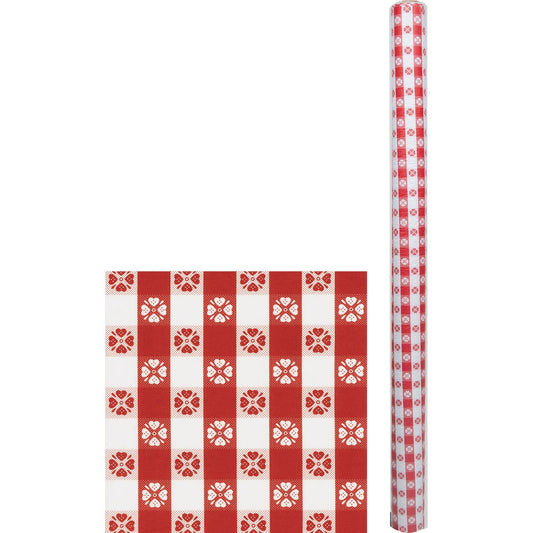 Magic Cover 54 In. x 15 Yd. Red/White Check Pattern Flannel Backed Yard Goods Decorative & Versatile Covering