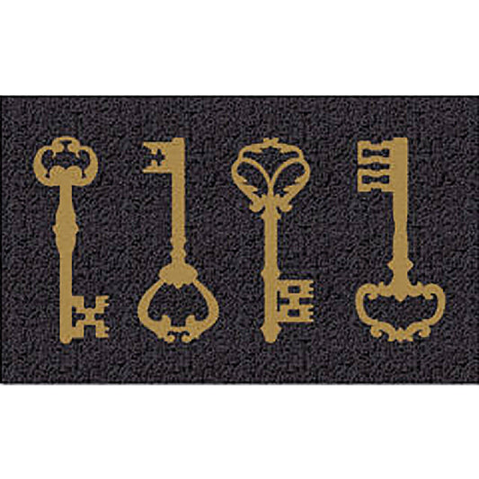 Americo Home Front Runner 18 In. x 30 In. Gold Vintage Keys Mat