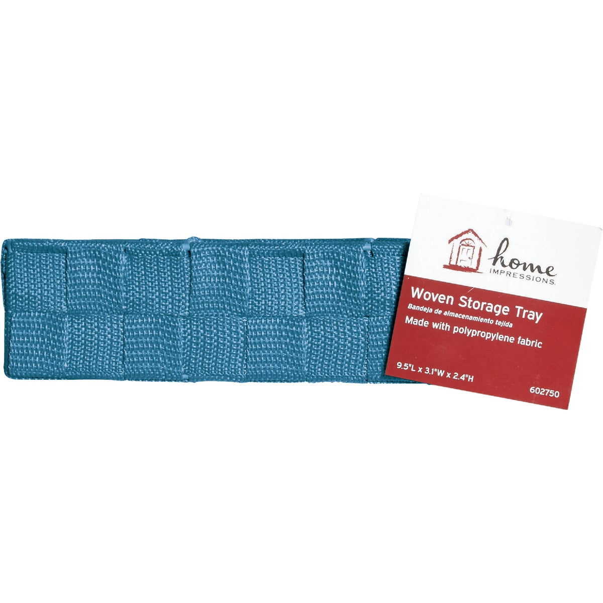 Home Impressions 3.25 In. W. x 2.25 In. H. x 9.5 In. L. Woven Storage Tray, Blue