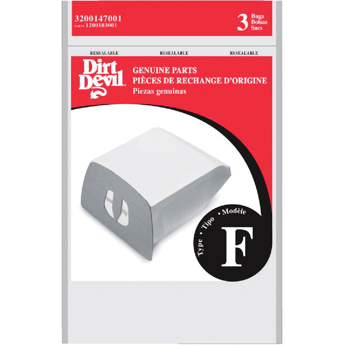 Dirt Devil Type F Standard Vacuum Bag (3-Pack)