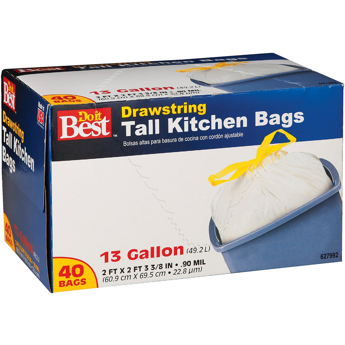 Do it Best 13 Gal. Tall Kitchen White Trash Bag (40-Count)