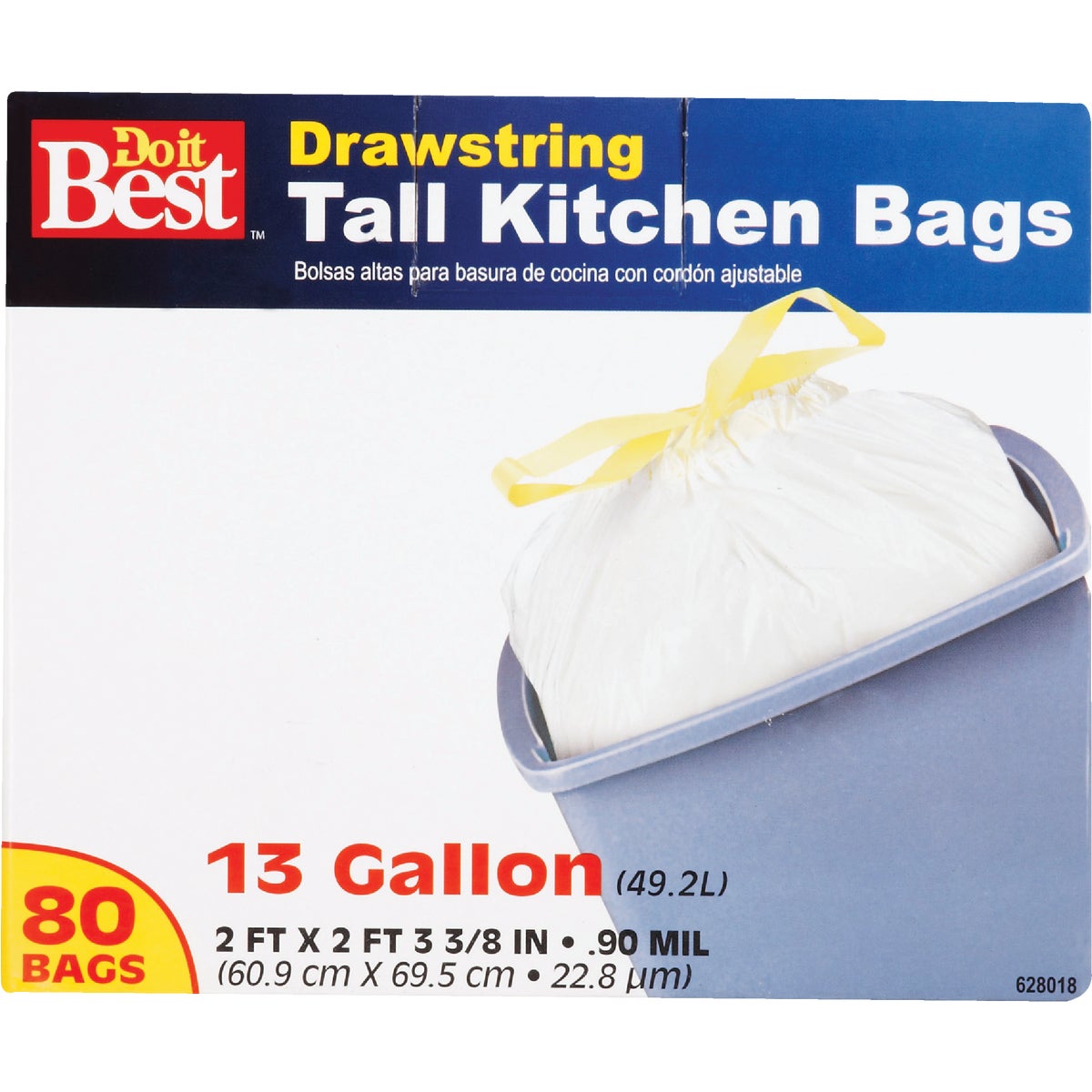 Do it Best 13 Gal. Tall Kitchen White Trash Bag (80-Count)