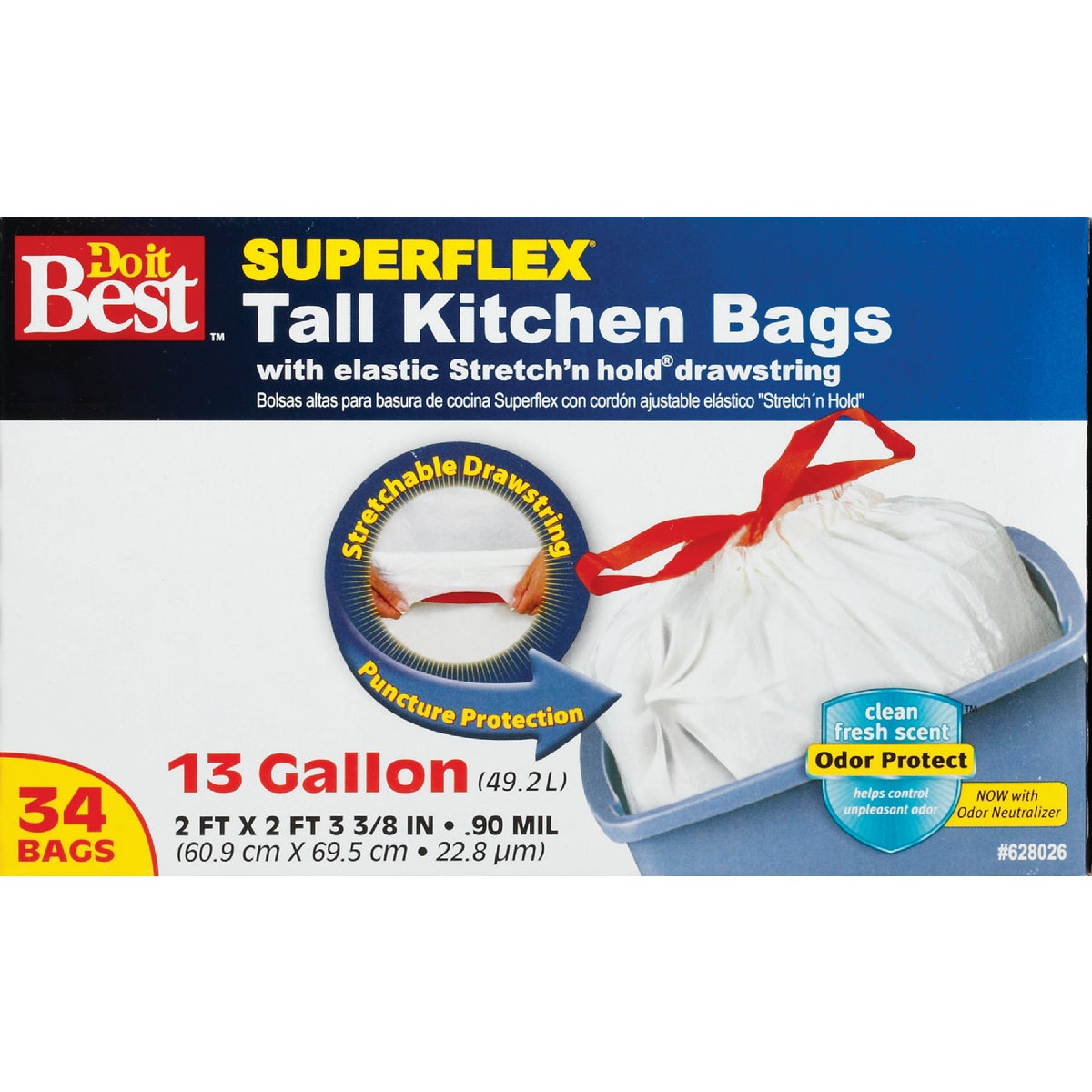 Do it Best Superflex 13 Gal. Tall Kitchen White Trash Bag (34-Count)