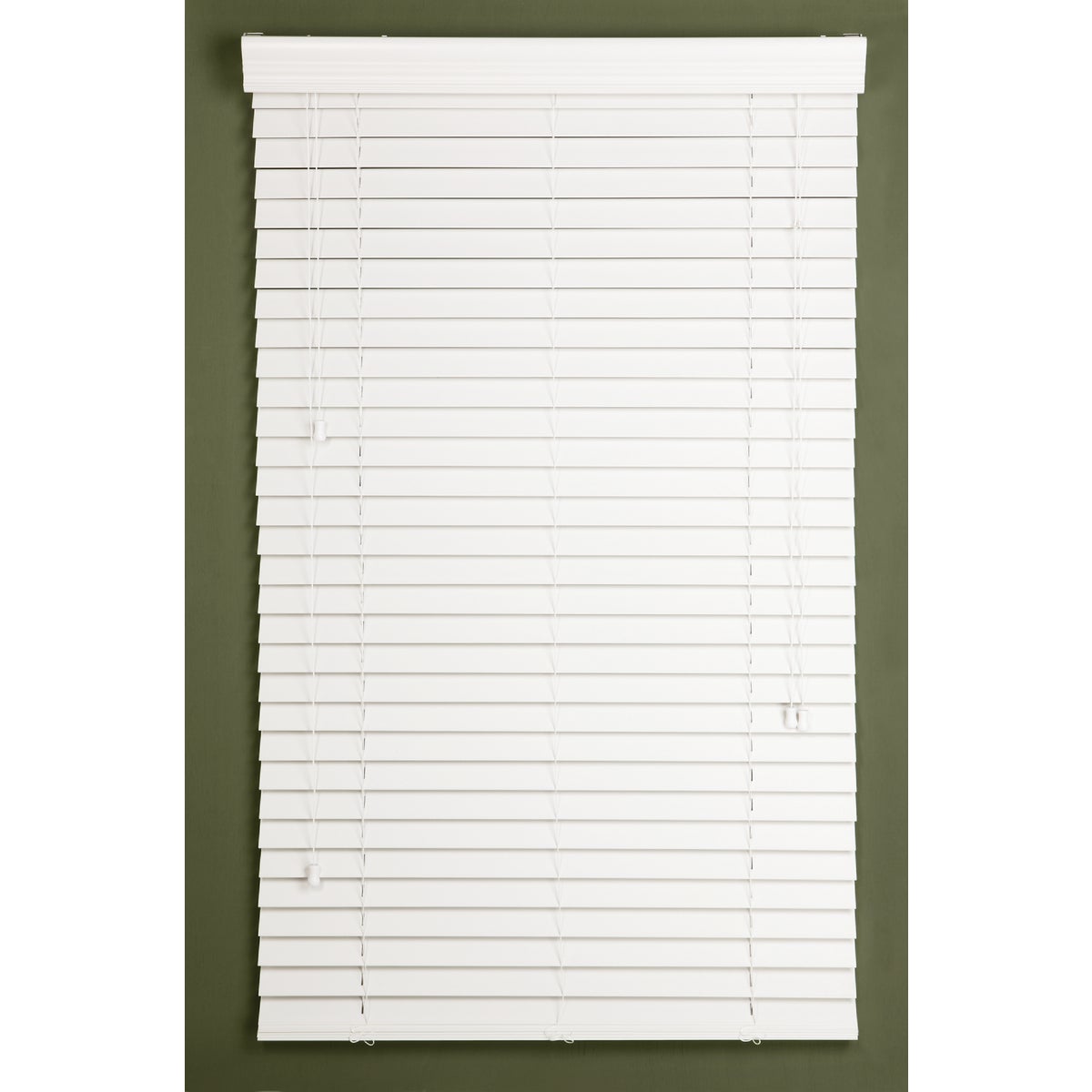 Home Impressions 23 In. x 64 In. White Faux Wood Corded Blinds