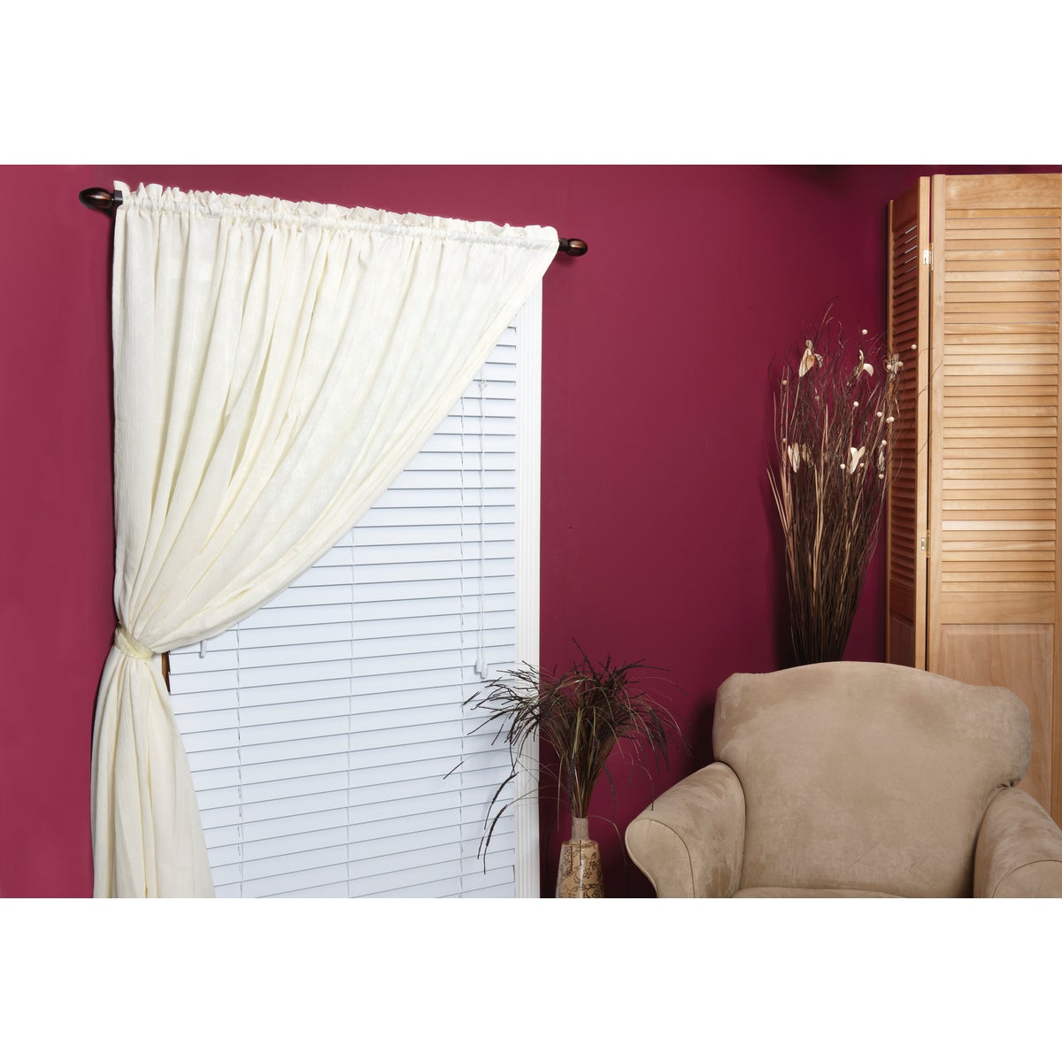 Home Impressions 35 In. x 64 In. White Faux Wood Corded Blinds