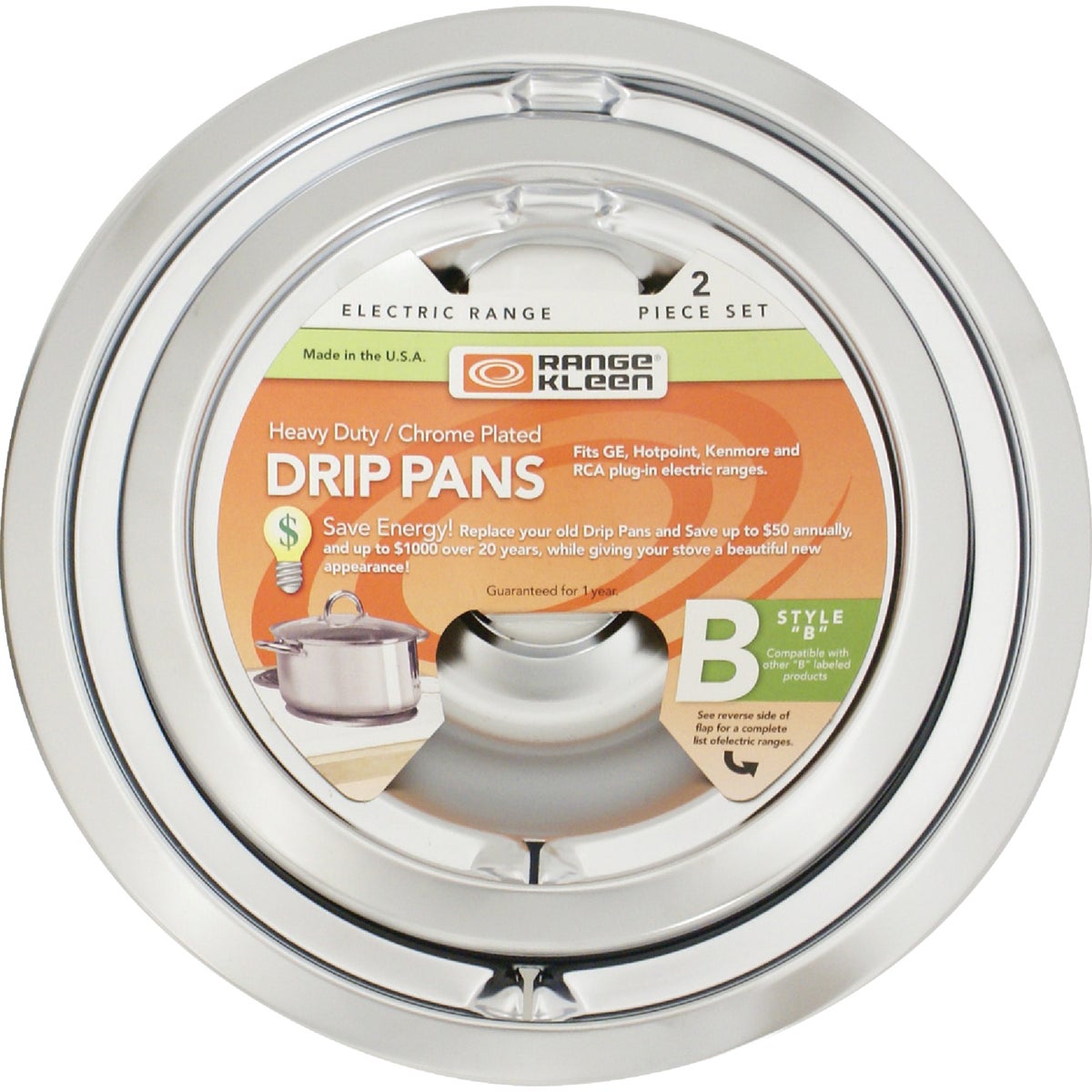 Range Kleen Electric (1) 6" & (1) 8" Style B Round Chrome Drip Pan