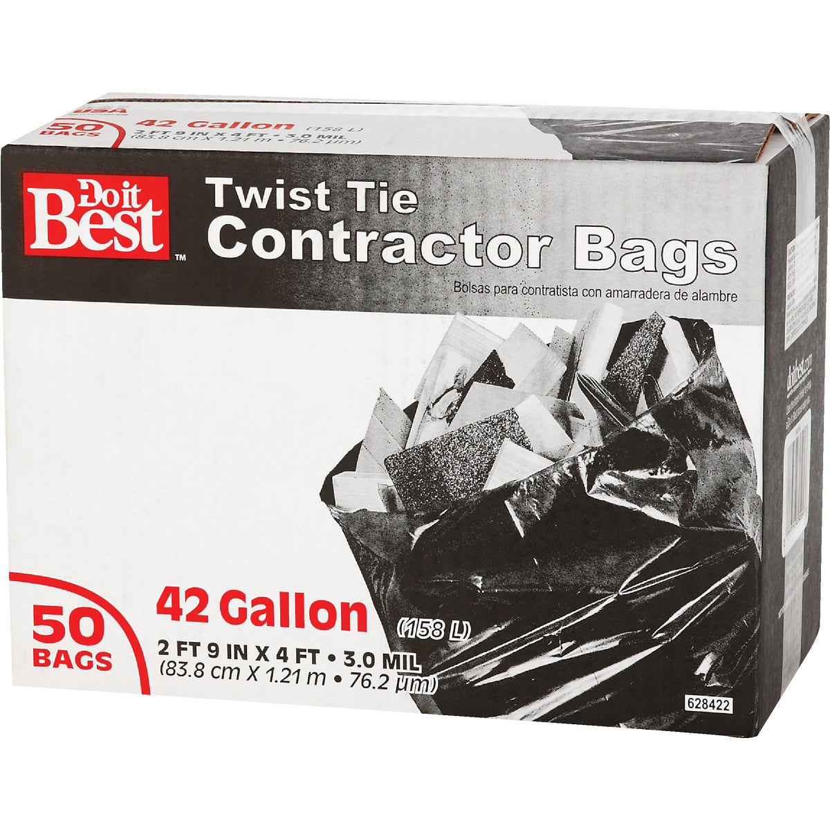 Do it Best 42 Gal. Twist Tie Contractor Black Trash Bag (50-Count)