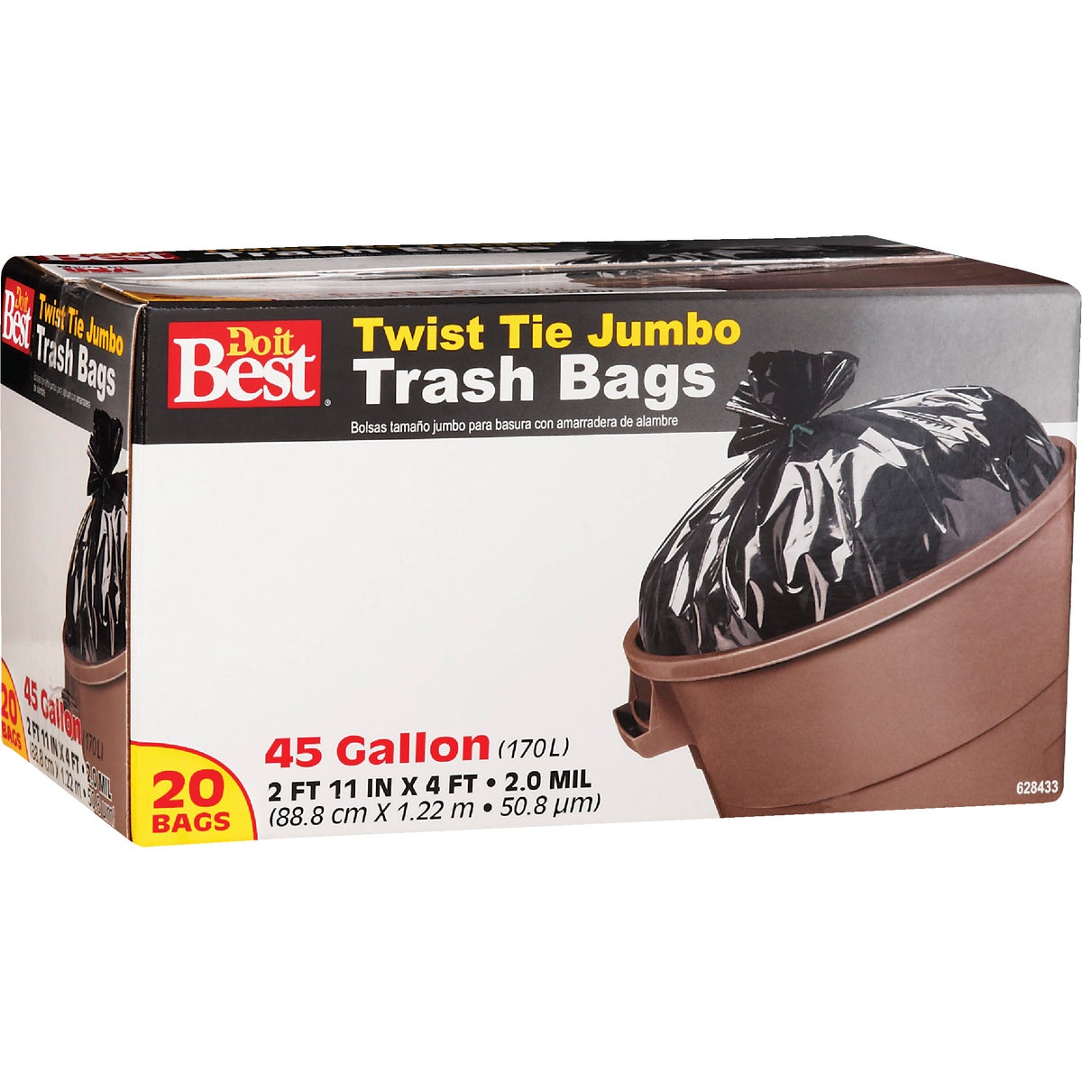 Do it Best 45 Gal. Jumbo Black Trash Bag (20-Count)