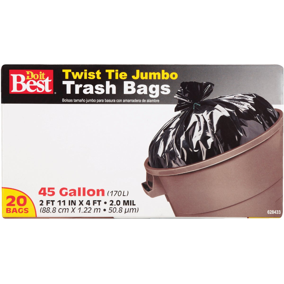 Do it Best 45 Gal. Jumbo Black Trash Bag (20-Count)