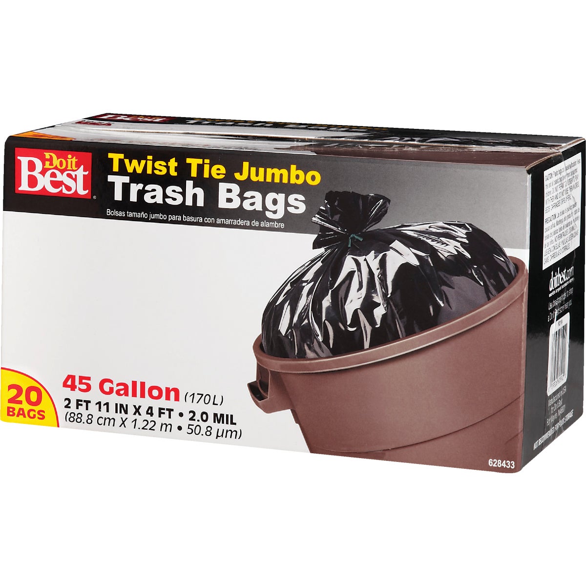 Do it Best 45 Gal. Jumbo Black Trash Bag (20-Count)