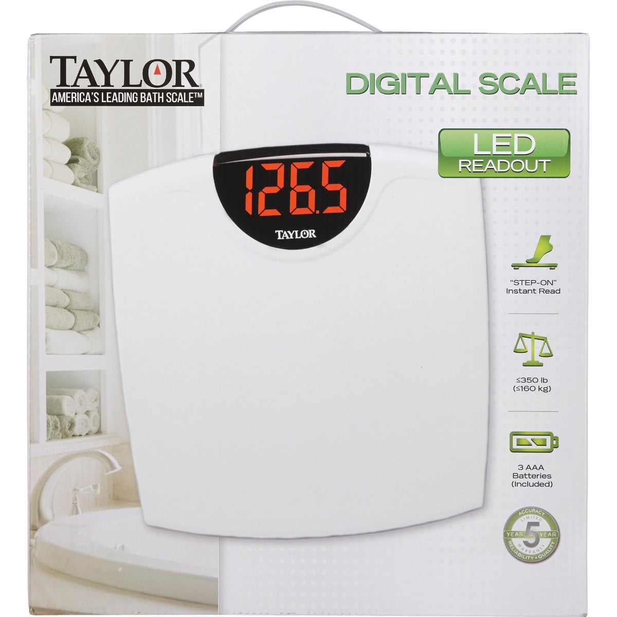 Taylor Digital 330 Lb. Bath Scale, White