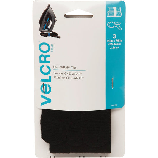 VELCRO Brand One-Wrap 7/8 In. x 23 In. Black Hook & Loop Tie (3 Ct.)