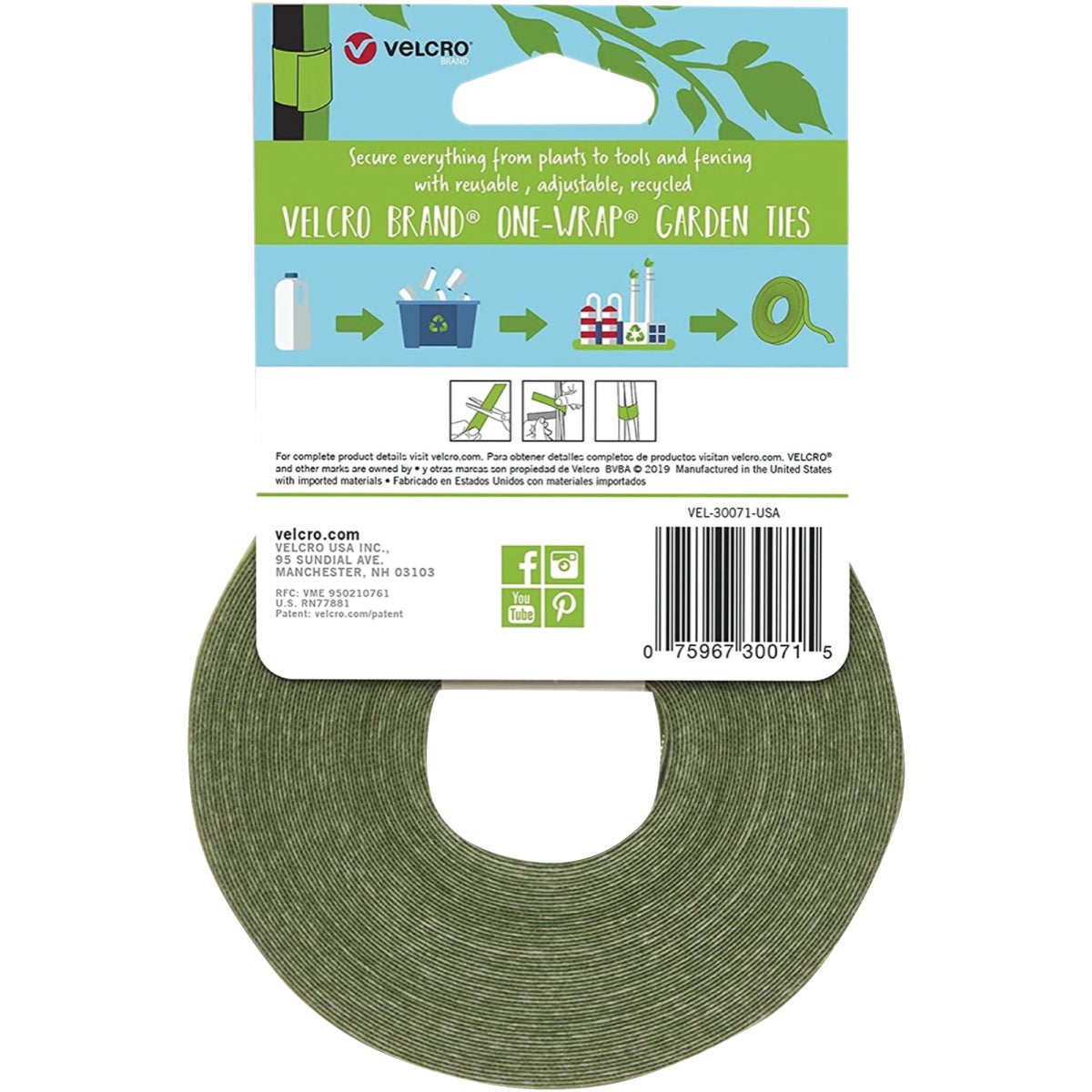 VELCRO Brand One-Wrap 50 Ft. x 1/2 In. Green Garden Ties