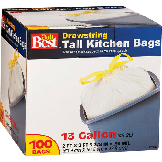 Do it Best 13 Gal. Tall Kitchen White Trash Bag (100-Count)