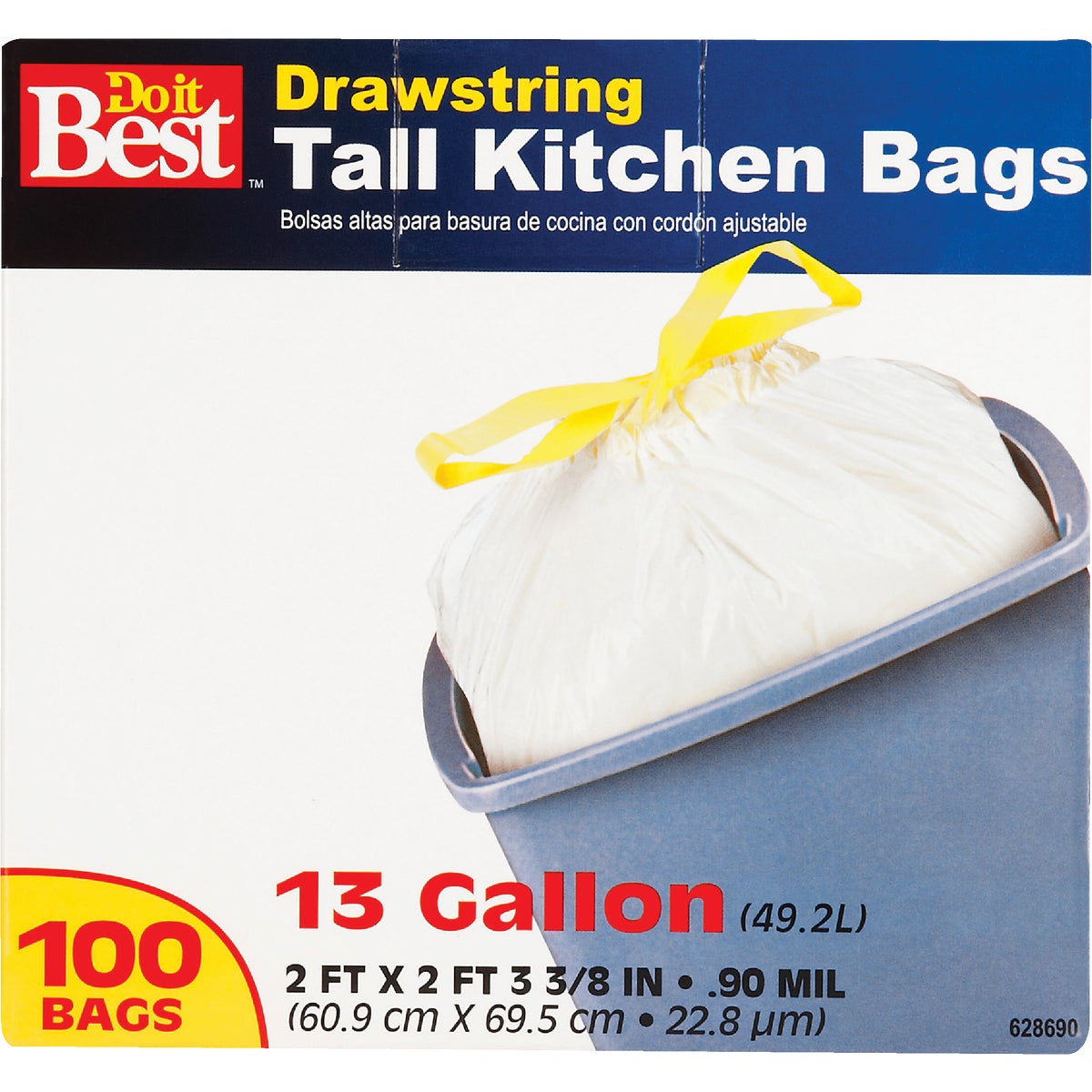 Do it Best 13 Gal. Tall Kitchen White Trash Bag (100-Count)