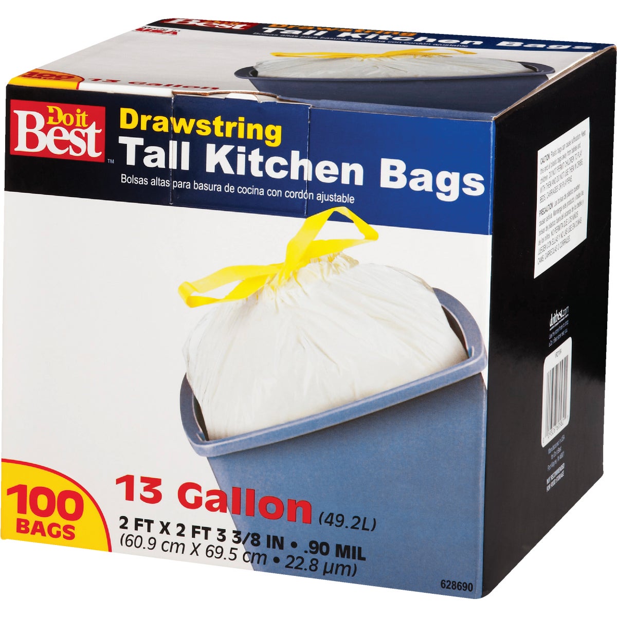 Do it Best 13 Gal. Tall Kitchen White Trash Bag (100-Count)