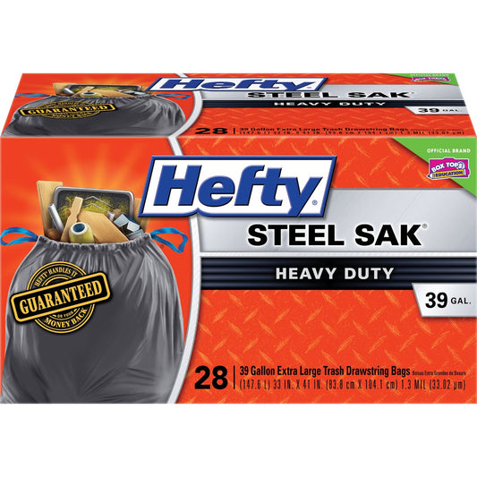 Hefty Steel Sak 39 Gal. Heavy Duty Black Trash Bag (28-Count)