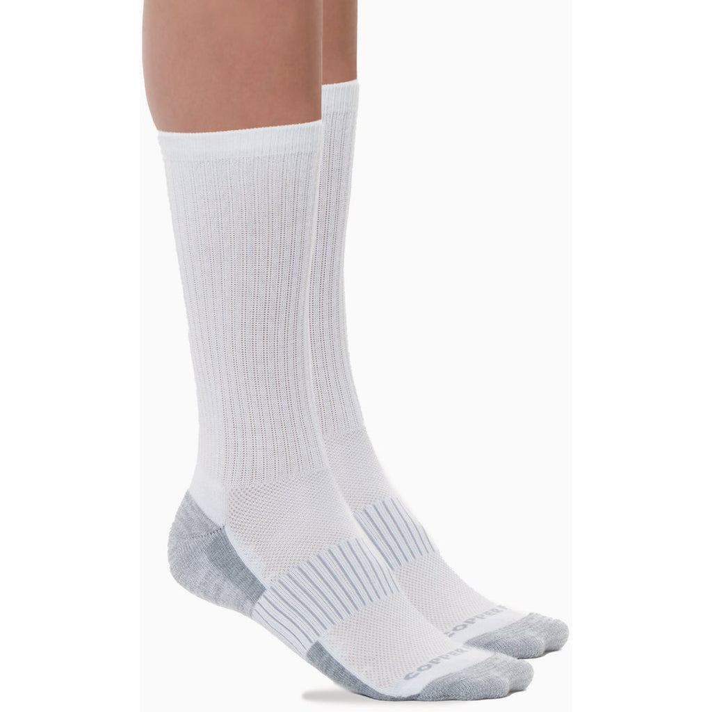 Copper Fit L/XL White Crew Compression Socks