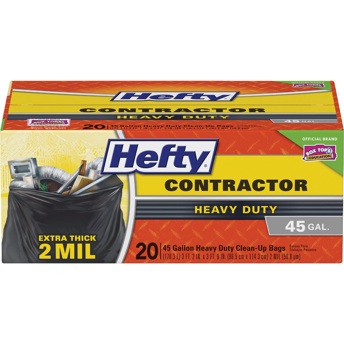 Hefty 45 Gal. Contractor Black Trash Bag (20-Count)