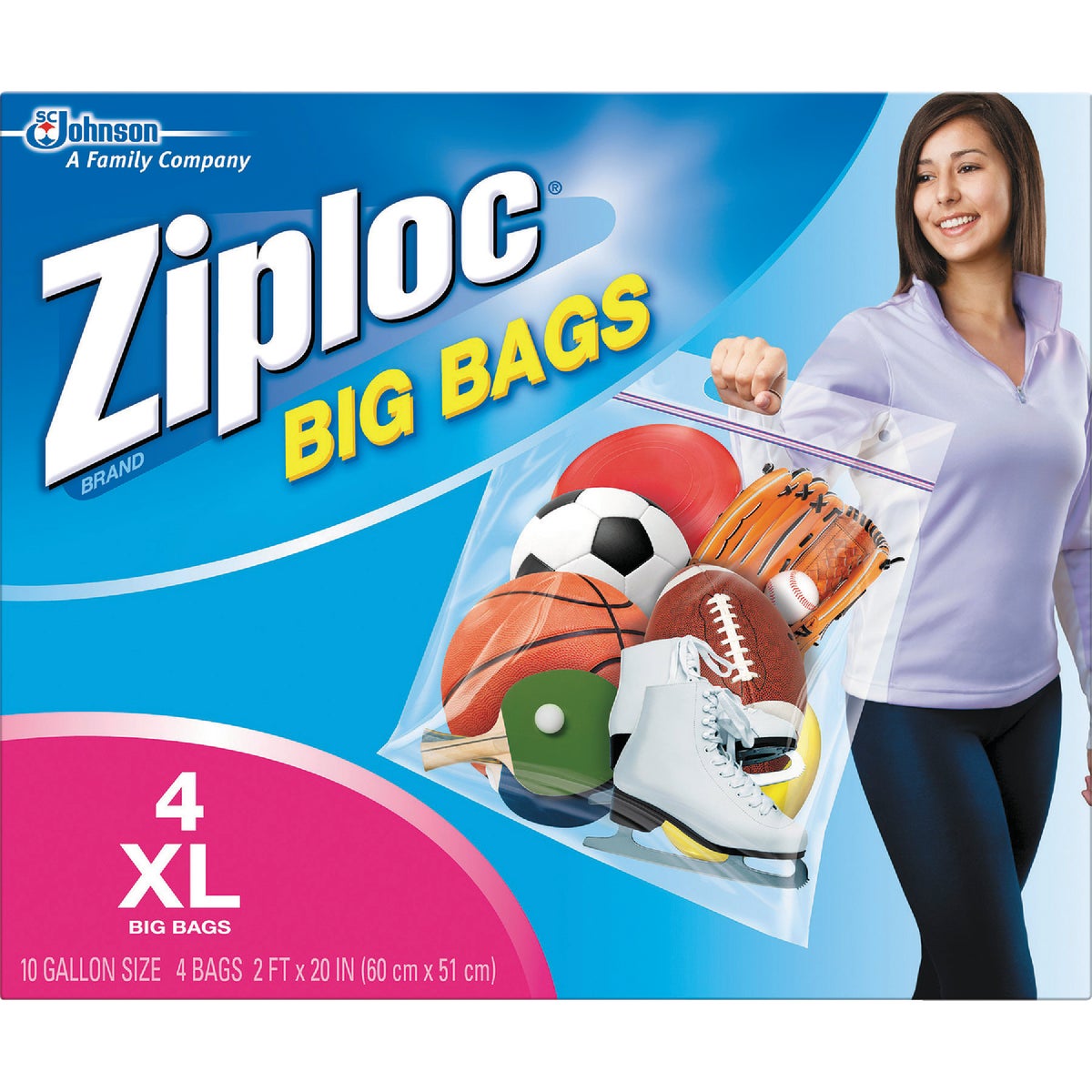 Ziploc Big Bag 10 Gallon XL Storage Bags, (4-Count)