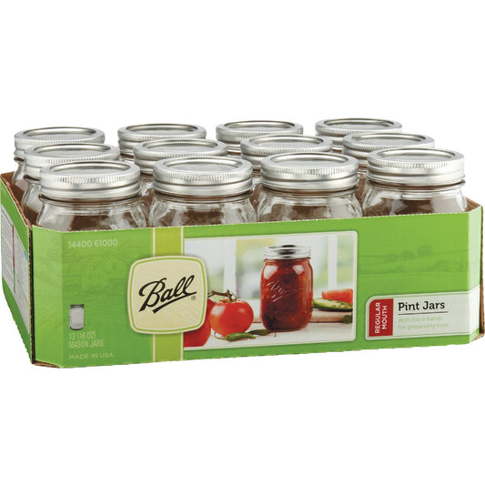 Ball 1 Pint Regular Mouth Mason Canning Jar (12-Count)