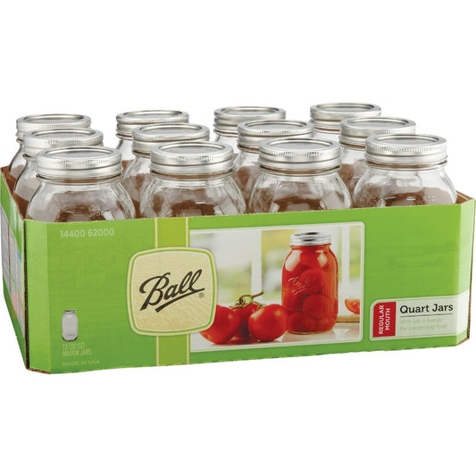 Ball 1 Quart Regular Mouth Mason Canning Jar (12-Count)