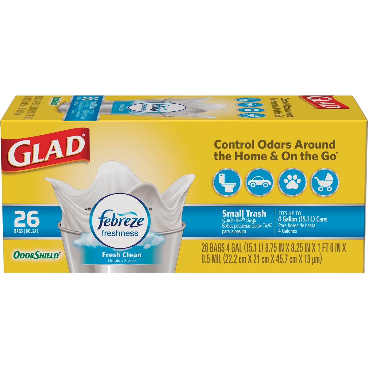 Glad 4 Gal. White Febreze Fresh OdorShield Small Trash Bag