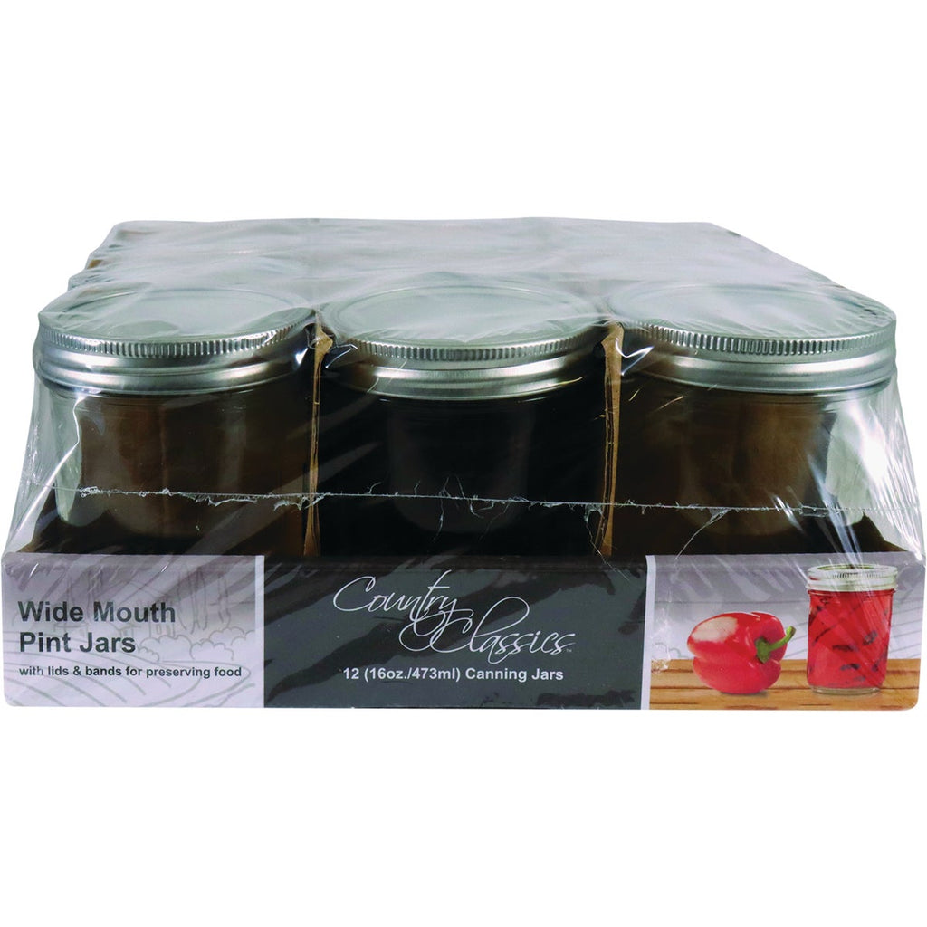 Country Classics Pint Size Wide Mouth Canning Jar (12-Pack)