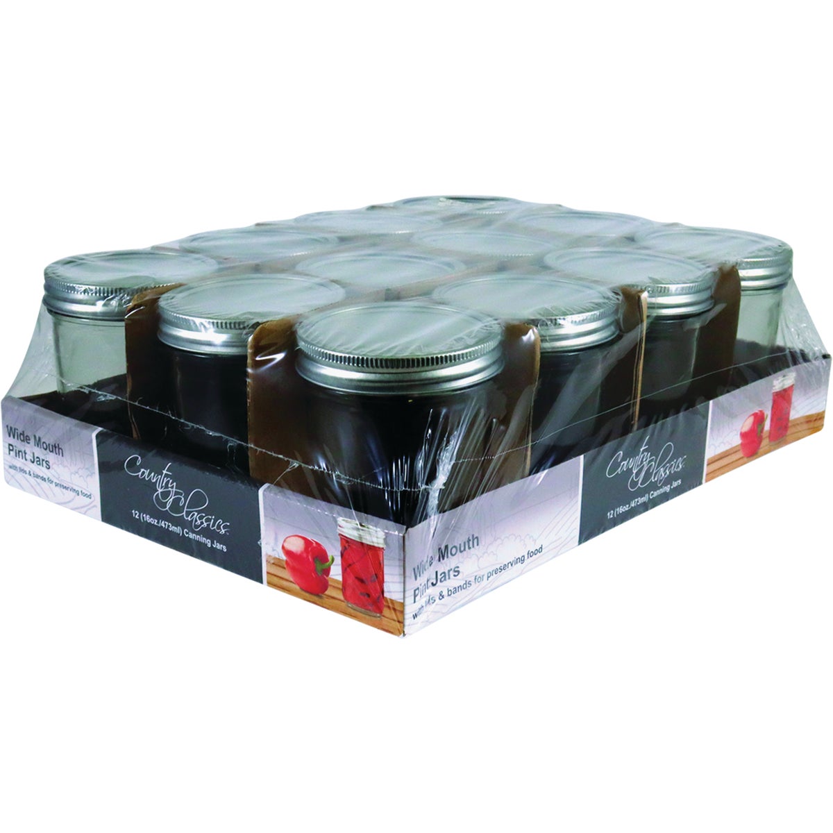 Country Classics Pint Size Wide Mouth Canning Jar (12-Pack)