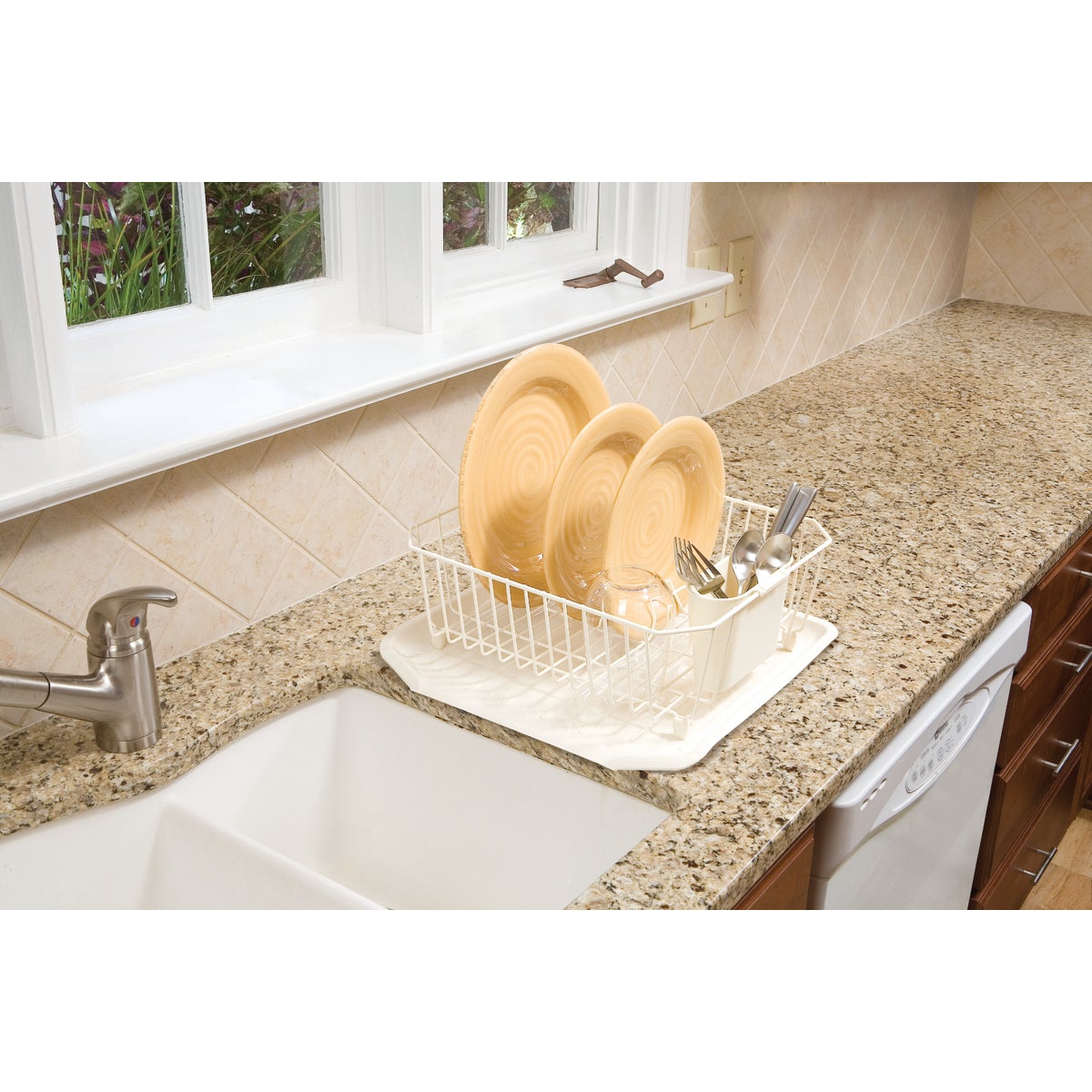 Rubbermaid 12.49 In. x 14.31 In. Bisque Wire Sink Dish Drainer