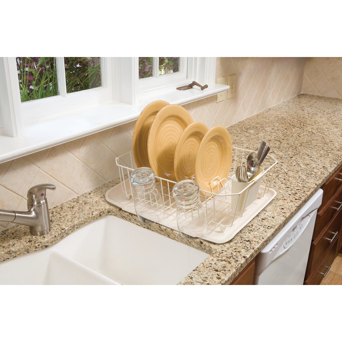 Rubbermaid 13.81 In. x 17.62 In. Bisque Wire Sink Dish Drainer