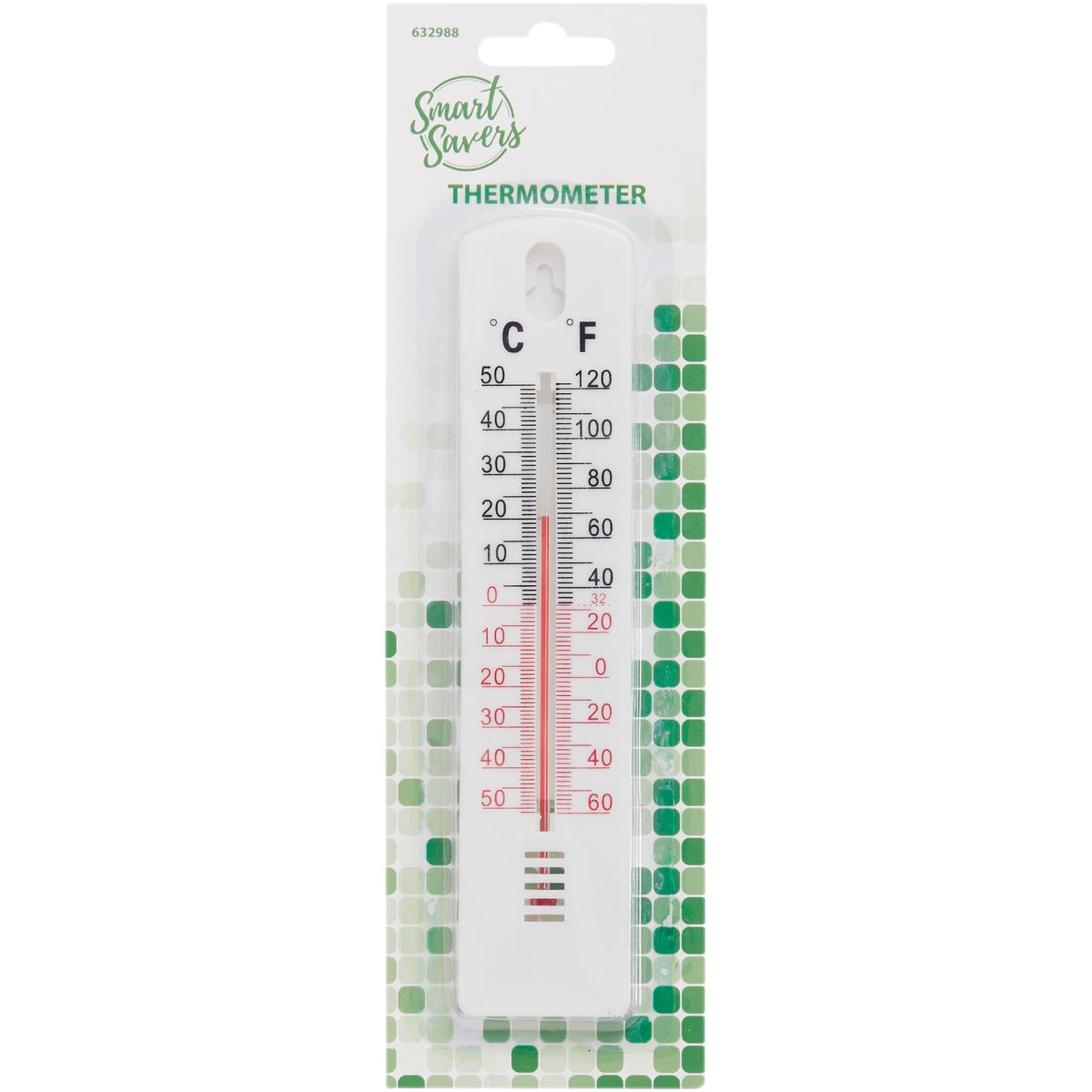 Smart Savers -20 to 120 F, -30 to 50 C White Window Thermometer